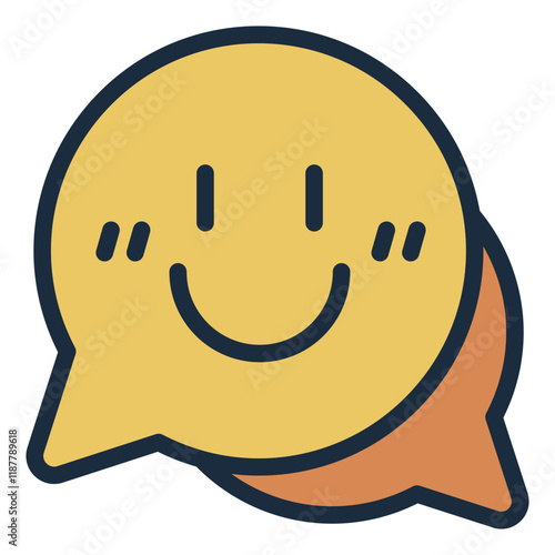 Smiling speech bubble filled line icon symbolizing positivity communication