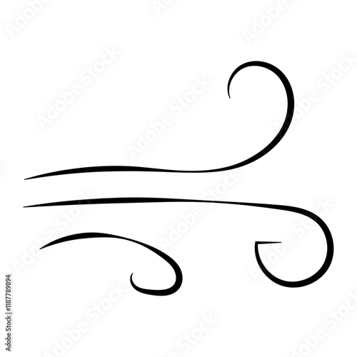 Doodle wind line sketch. Hand drawn doodle wind motion, air blow, swirl elements. Sketch drawn air blow motion, freshness, smoke flow art. Wind and air flow icons gusts. vector illustration