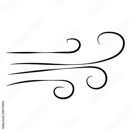 Doodle wind line sketch. Hand drawn doodle wind motion, air blow, swirl elements. Sketch drawn air blow motion, freshness, smoke flow art. Wind and air flow icons gusts. vector illustration