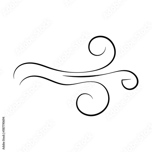 Doodle wind line sketch. Hand drawn doodle wind motion, air blow, swirl elements. Sketch drawn air blow motion, freshness, smoke flow art. Wind and air flow icons gusts. vector illustration