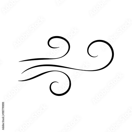 Doodle wind line sketch. Hand drawn doodle wind motion, air blow, swirl elements. Sketch drawn air blow motion, freshness, smoke flow art. Wind and air flow icons gusts. vector illustration