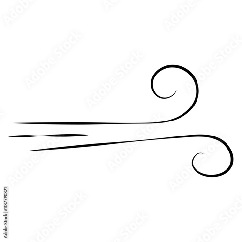 Doodle wind line sketch. Hand drawn doodle wind motion, air blow, swirl elements. Sketch drawn air blow motion, freshness, smoke flow art. Wind and air flow icons gusts. vector illustration