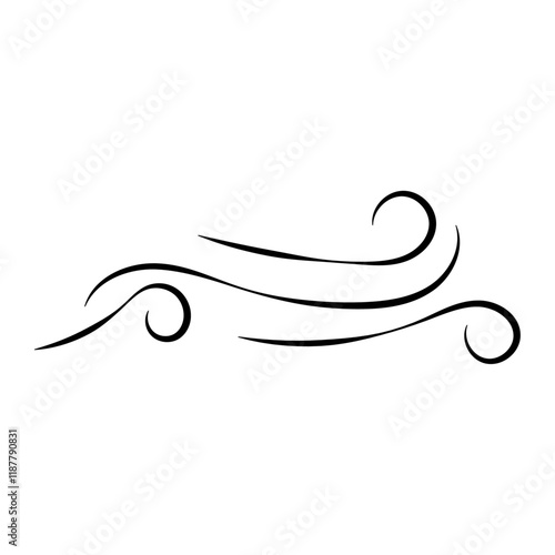 Doodle wind line sketch. Hand drawn doodle wind motion, air blow, swirl elements. Sketch drawn air blow motion, freshness, smoke flow art. Wind and air flow icons gusts. vector illustration