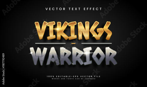 Vikings Warrior 3d Editable Text Effect. Golden Iron theme.