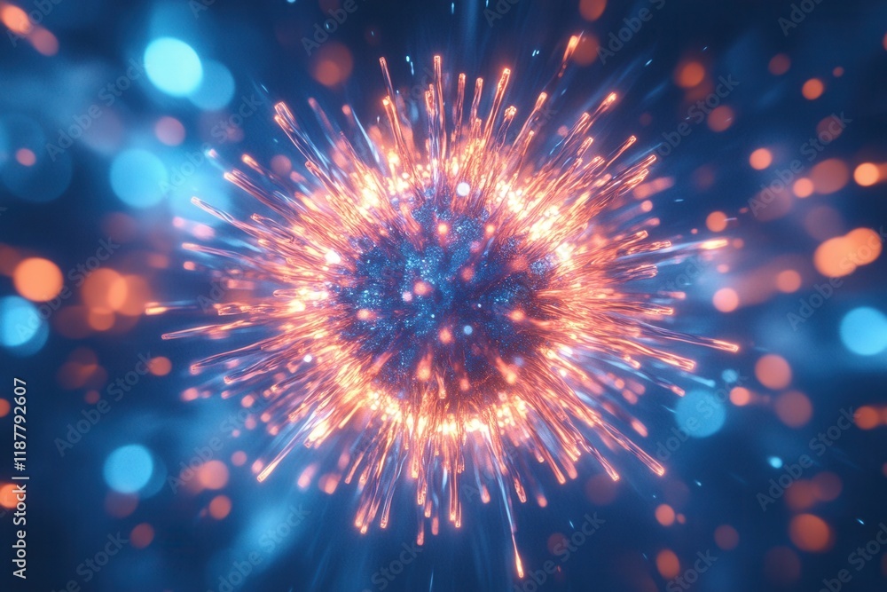 Obraz premium hmpv and covid virus particle with dynamic glowing spikes, spinning slowly, clean loopable animation