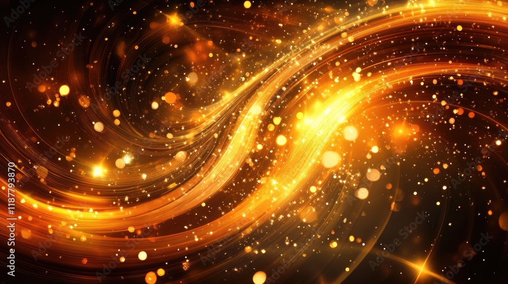 Obraz premium An ethereal image of a spiral galaxy surrounded by glowing stars and light.