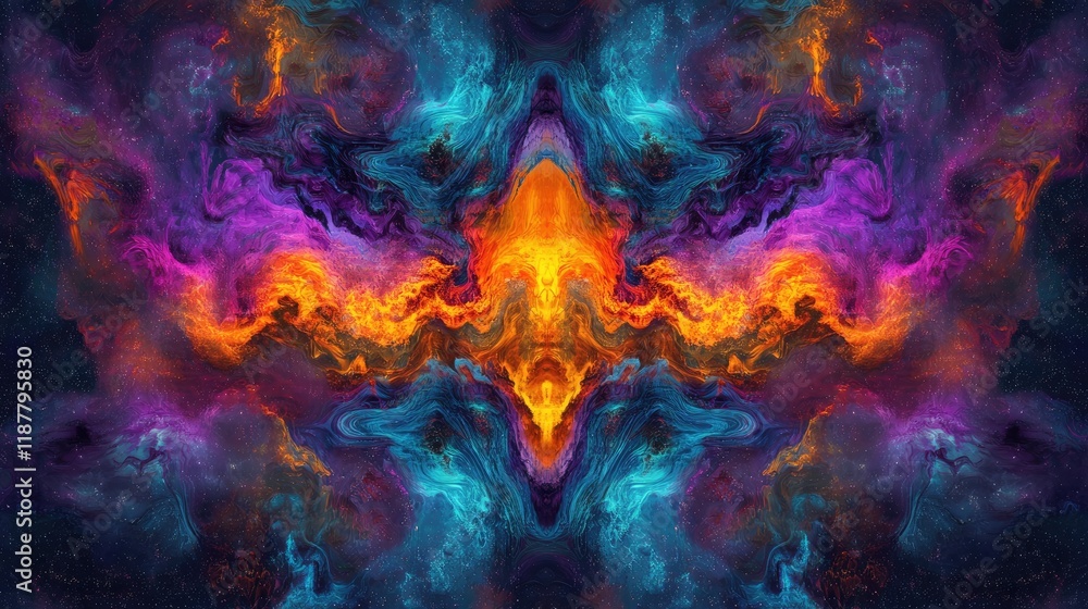 Fototapeta premium A cosmic explosion rendering stars and gases in a kaleidoscope of colors.
