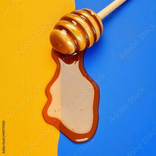 honey dripping on stick