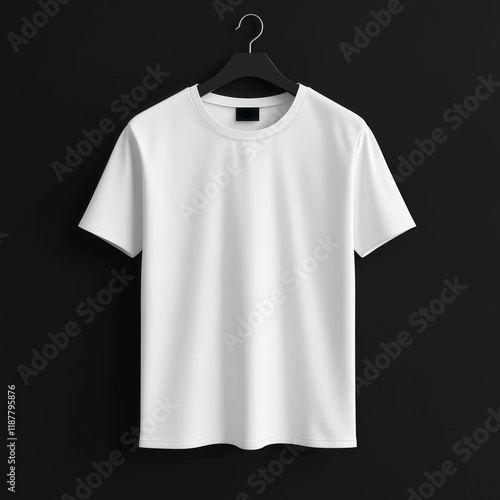 White T shirt Mock up hanging on clothes hanger