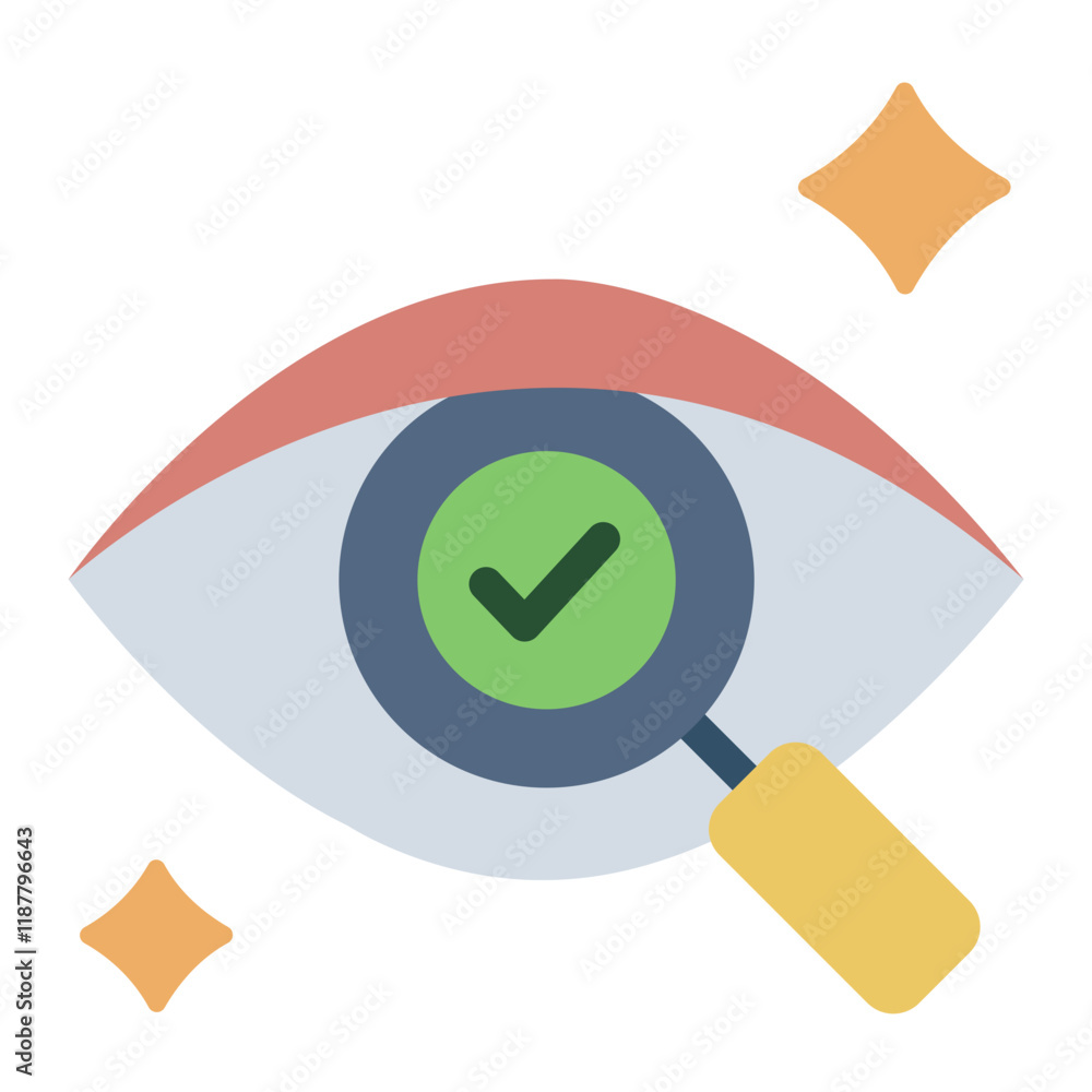 Vision flat icon with magnifying glass symbolizing clarity and strategic focus Vision flat icon with magnifying glass symbolizing clarity and strategic focus