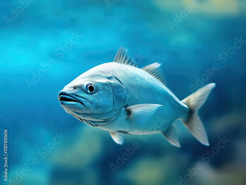 A Large Fish Notable for Its Sharp Fin and Prominent Mouth Features photo