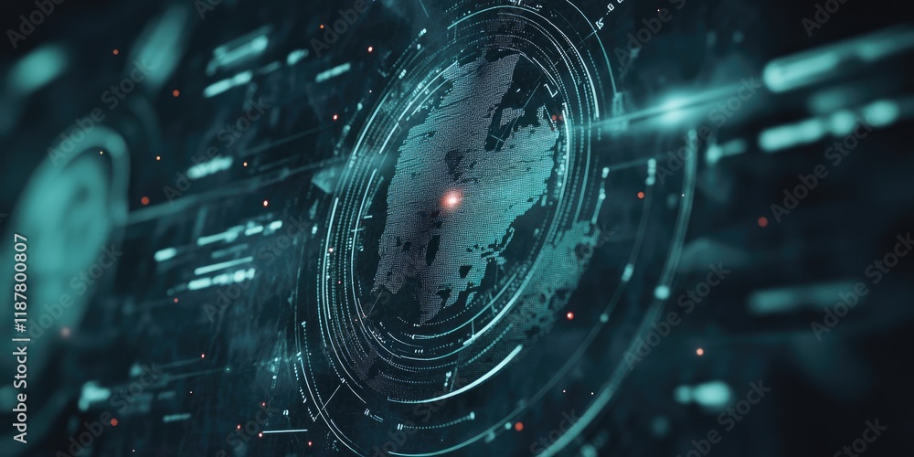 Fototapeta premium A threat intelligence framework highlighting analytical tools, threat indicators, and mitigation strategies.