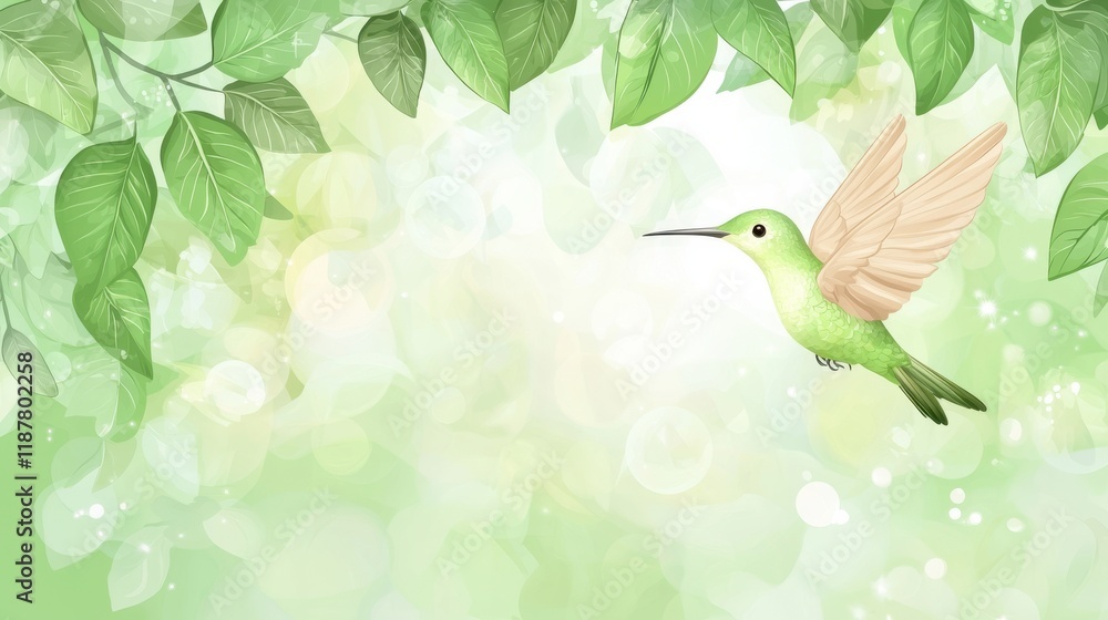 Fototapeta premium Gentle Hummingbird in a Lush Green Garden