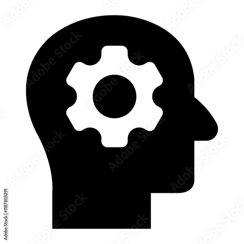 Head with gear glyph icon symbolizing engineering and technical innovation