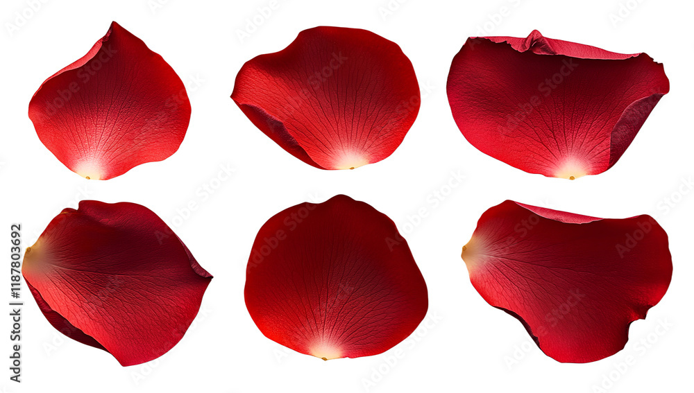 Fototapeta premium Red rose petals png isolated on transparent background