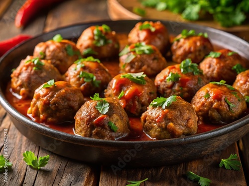 Homemade Meatballs: A Minimalist Culinary Close-Up photo