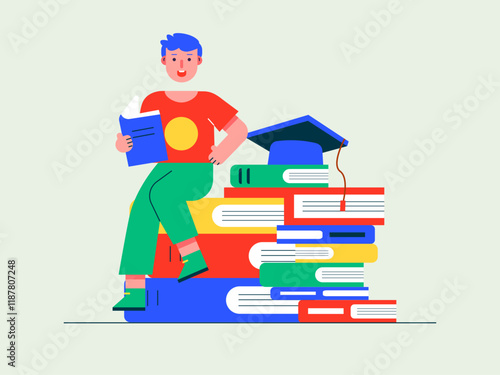 Students are studying at homeschooling. Homeschooling illustrations. Flat vector illustrations