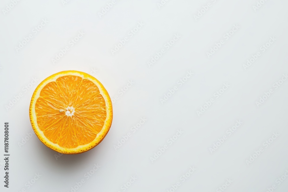 Halved orange on white background, copy space Halved orange on white background, copy space