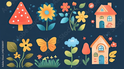 Colorful whimsical icons collection  photo