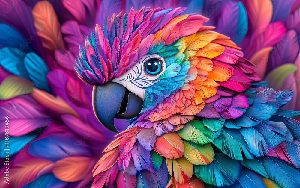 Obraz premium Vibrant Parrot with Colorful Feather Details
