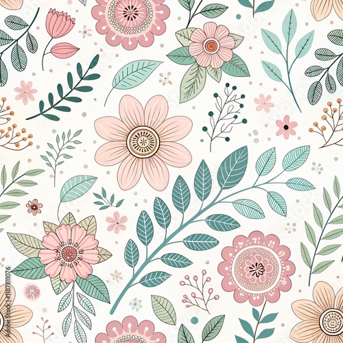 Wallpaper Mural seamless pattern with flowers Torontodigital.ca