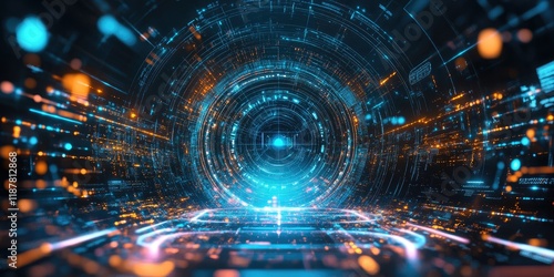 A futuristic digital communication hub featuring advanced holographic displays that promote global connectivity.