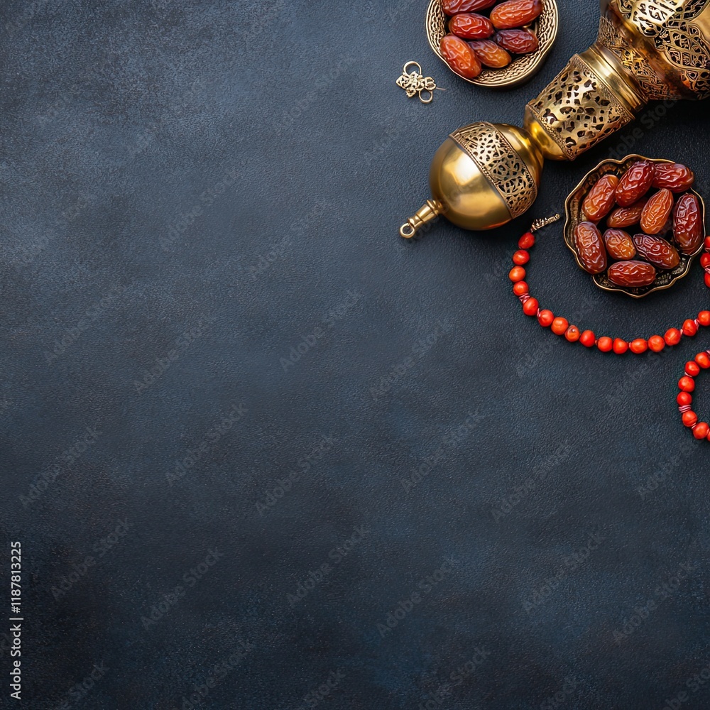 Naklejka premium Ramadan Dates and Prayer Beads