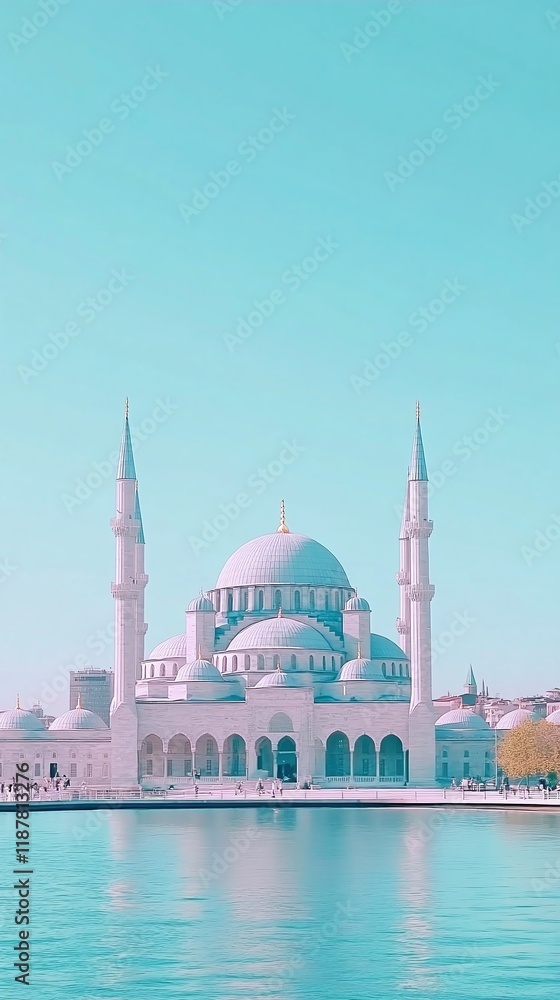 Naklejka premium Ramadan Post Background Mosque Wallpaper