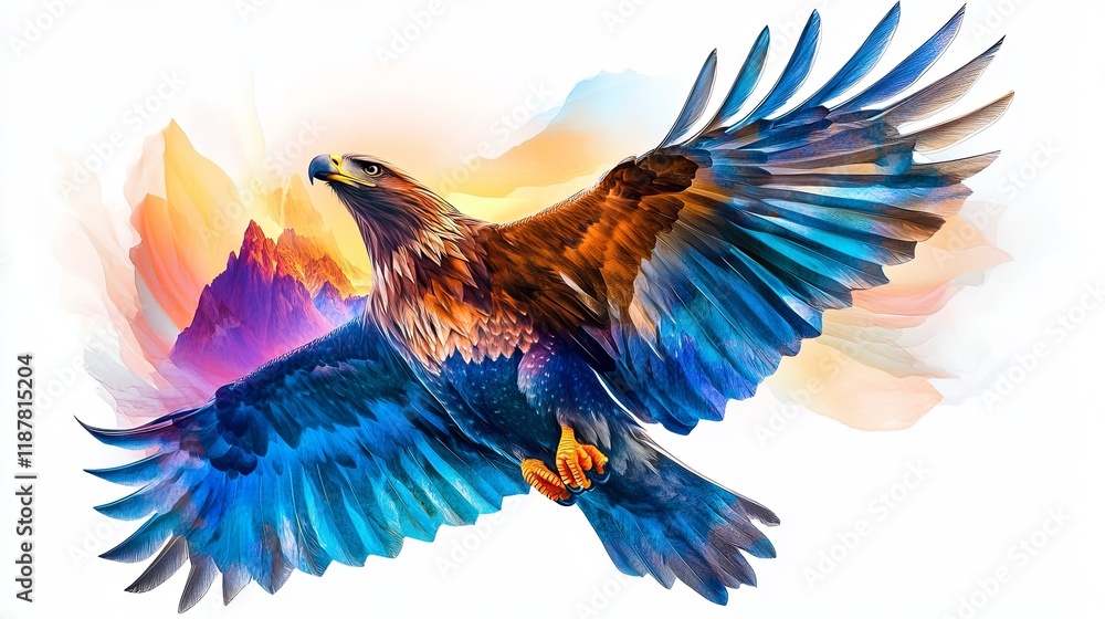 Obraz premium Majestic Eagle Soaring Over Dramatic Mountainscape