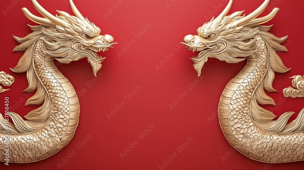 Fototapeta premium Celebrating chinese new year majestic dragon displays festive atmosphere cultural heritage vibrant environment artistic viewpoint