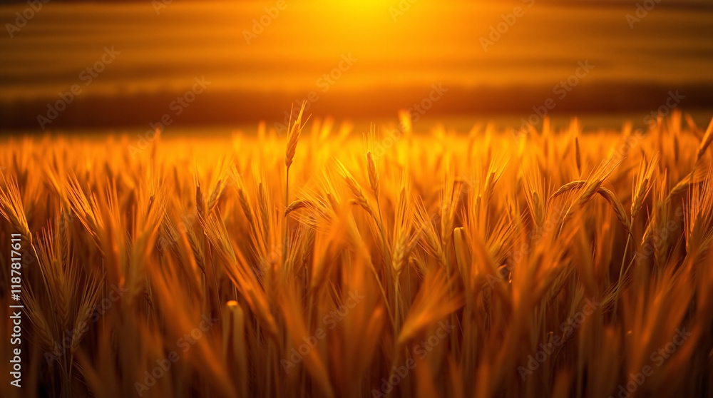 Fototapeta premium Golden Wheat Field at Sunset