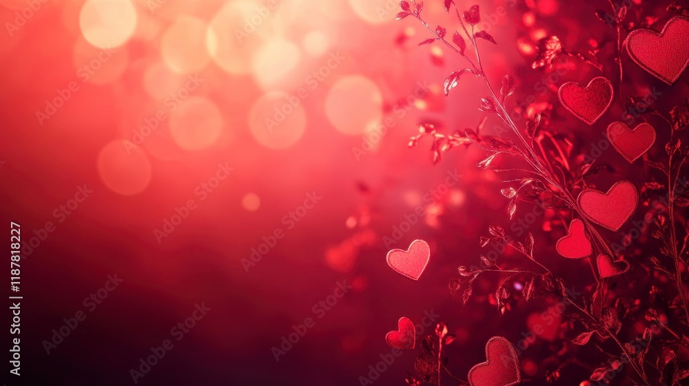A vivid red background with shimmering heart-shaped bokeh effects scattered across, glowing softly in hues of gold and light pink. A vivid red background with shimmering heart-shaped bokeh effects scattered across, glowing softly in hues of gold and light pink.