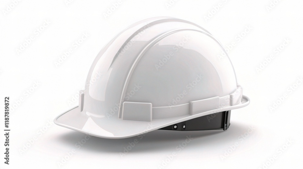 Fototapeta premium Isolated White Safety Helmet on White Background for Construction Use
