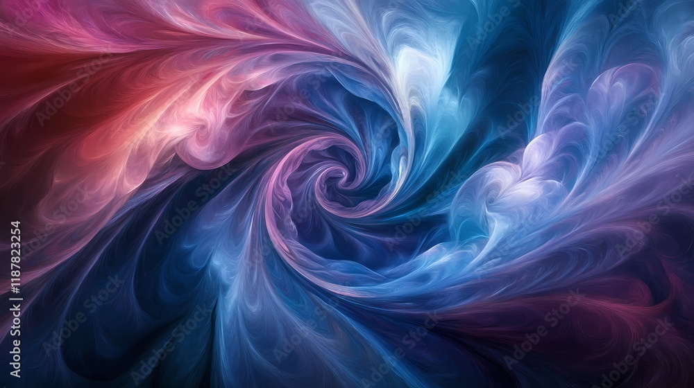 Obraz premium Abstract Spiral Design with Vibrant Swirls Blending Red, Blue, and Pink Hues in a Mesmerizing Visual Composition Suitable for Various Creative Projects