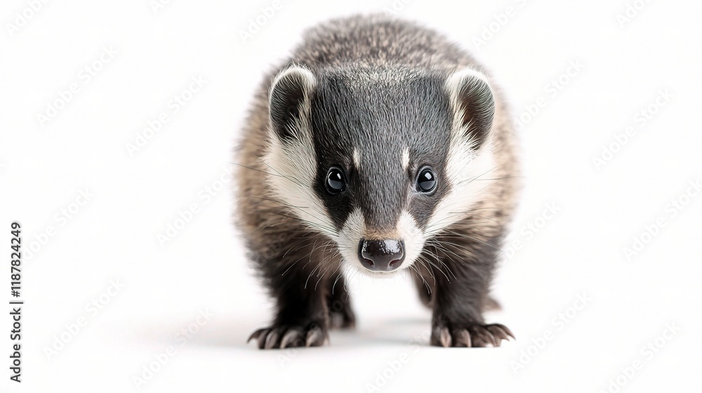 Young European Badger Approaching the Camera in a Natural Setting Young European Badger Approaching the Camera in a Natural Setting
