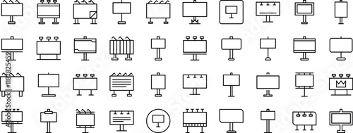 Street Banner Line Icon Collection. Outline Signs for Graphic and Web Design, Apps, Adverts, Various Cards