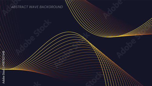 Abstract wave background with yellow line color element. Dynamic wave pattern. Modern flowing wavy lines. Futuristic technology concept. Suit for banner, poster, cover, brochure, flyer, website