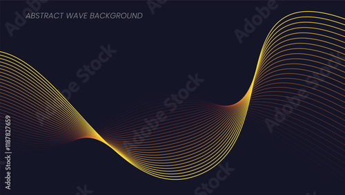 Abstract wave background with yellow line color element. Dynamic wave pattern. Modern flowing wavy lines. Futuristic technology concept. Suit for banner, poster, cover, brochure, flyer, website