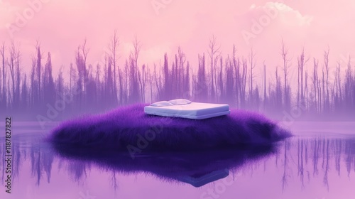 Quadro em tela Dreamlike and surrealistic landscape in purplish tones