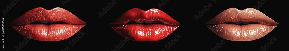 Red lips in vector art, starkly presented on black. Red lips in vector art, starkly presented on black.