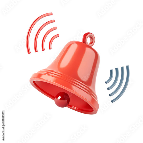 icon 3d render, A ringing alarm bell, indicating alerts  isolated on a transparent background