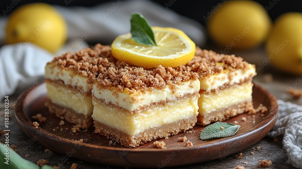 Delicious layered lemon dessert with crumb topping. Delicious layered lemon dessert with crumb topping.