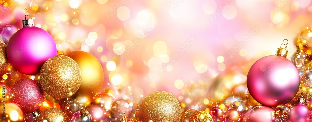 Fototapeta premium Festive Warm Lights in Golden and Pink Tones