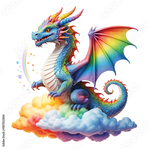 Prismatic Fury: Dragon of Radiant Clouds