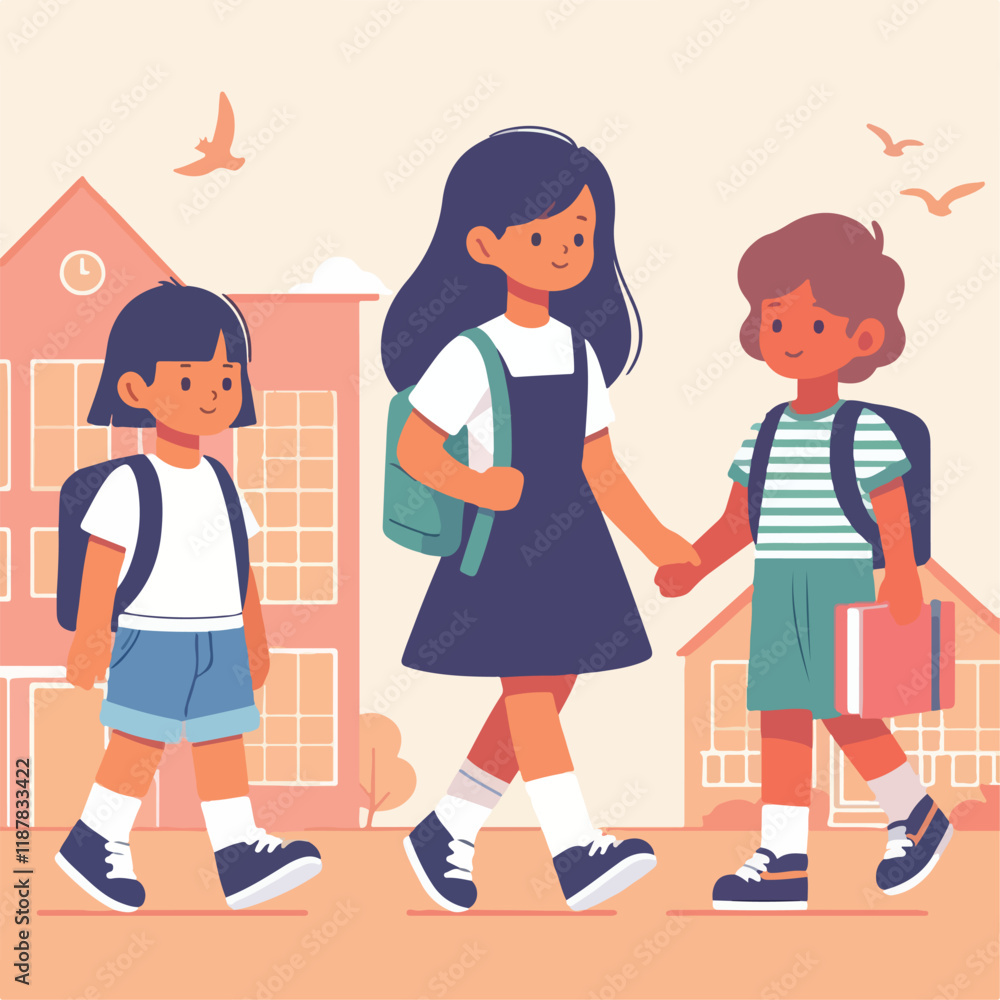 vector image of school children vector image of school children