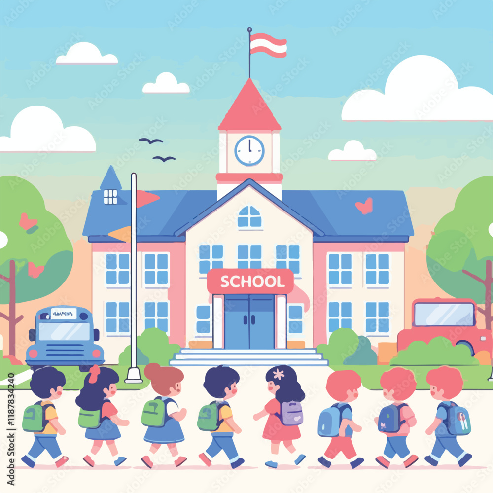 Fototapeta premium vector image of school children