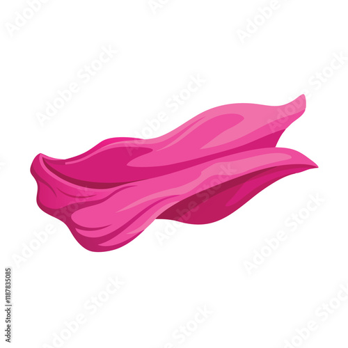 Pink silk cloth floating isolated flat vector illustration on white background