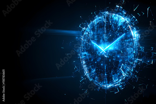 Wallpaper Mural A glowing clock with shattered pieces symbolizing fleeting time. An abstract representation of ephemerality Torontodigital.ca