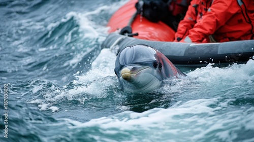 Dolphin transport in ocean waters wildlife and conservation focus photo