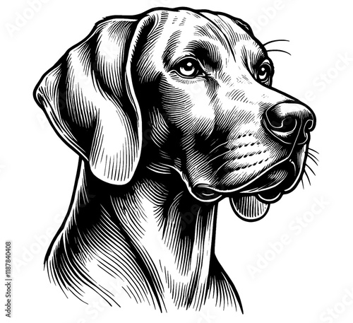 Hand drawn Weimaraner portrait, vector sketch isolated on white background, SVG vector	